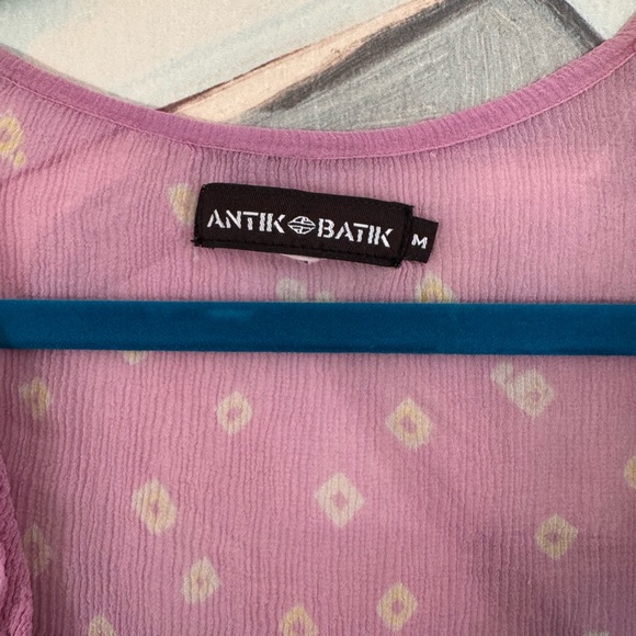ANTIK BATIK 100% Silk Mulberry Pink Sheer Mini Dress Size M - Picture 7 of 9